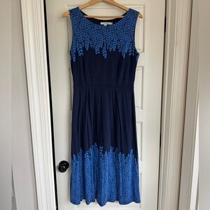 Blue Patterned Sleeveless Dress